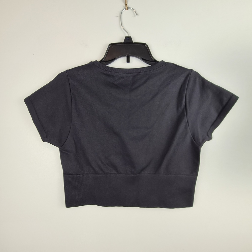OFFLINE by Aerie Womens Black Seamless Short Sleeve Crop Top Large Activewear - Picture 6 of 6
